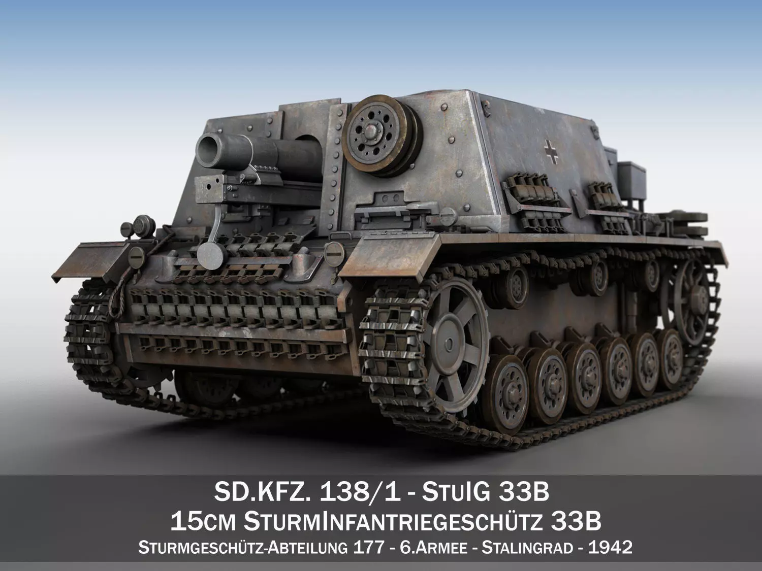Self-propelled heavy Infantry Gun - StuIG 33B 3D model_0