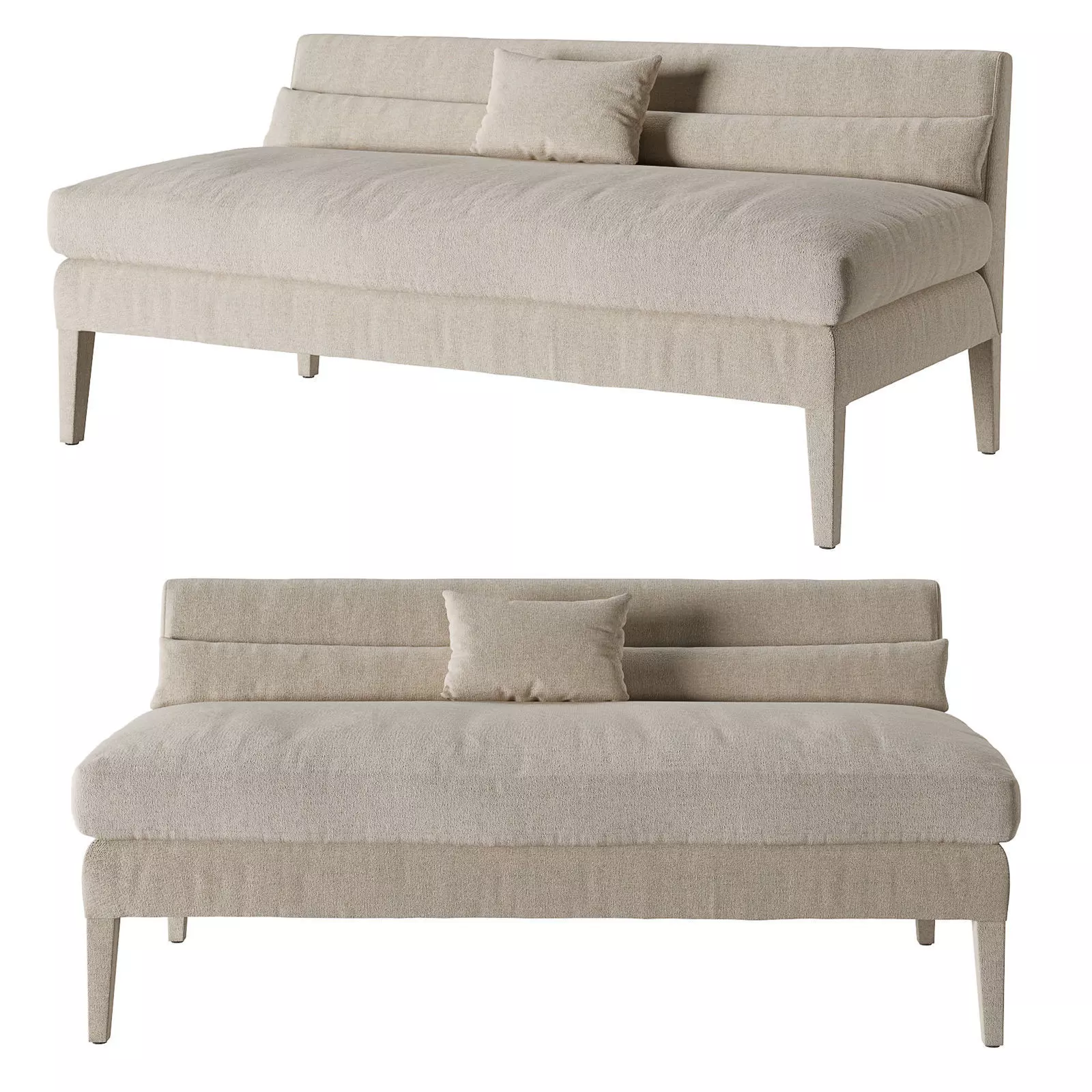 Ochre Divine recline long banquette 3D model