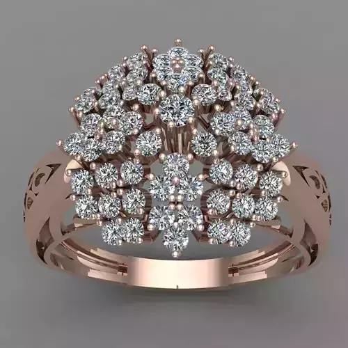 Rose Gold Women Diamond Ring 3D print model