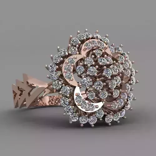Rose Gold Women Diamond Ring 3D print model