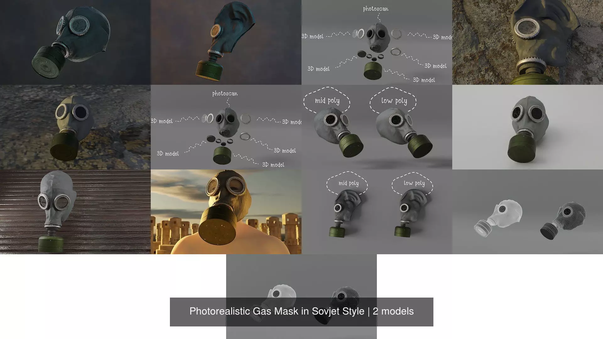 Photorealistic Gas Mask in Sovjet Style 3D Model Collection_1