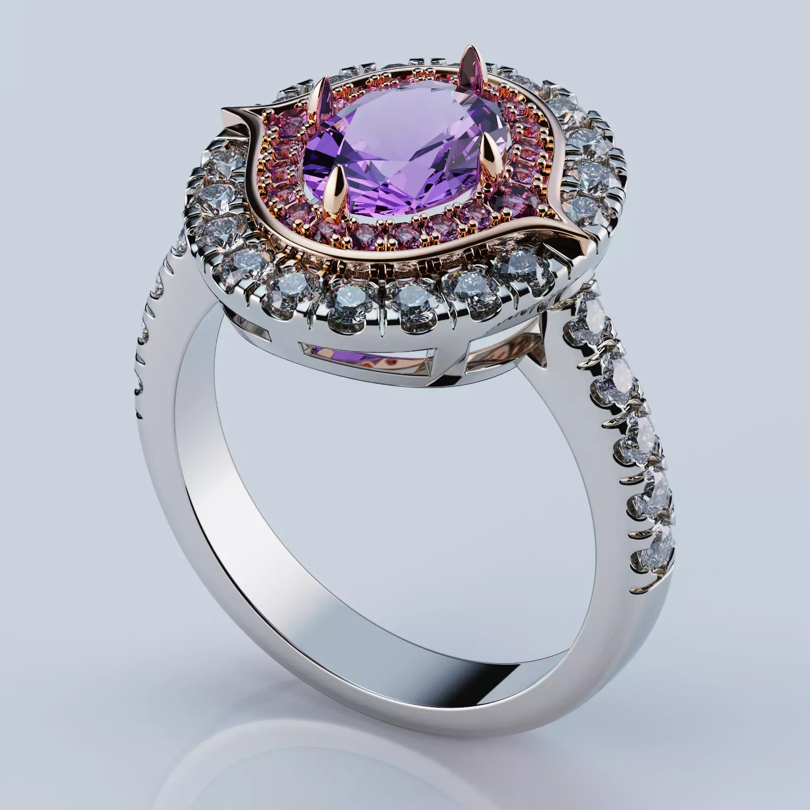 Halo Ring Style Purple Oval 3D print model