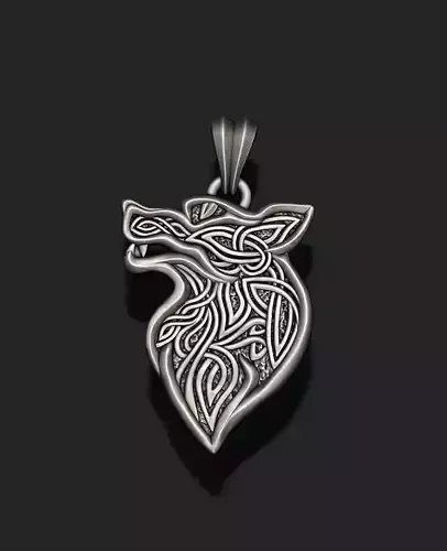 Celtic wolf ornaments pendant 3D print model