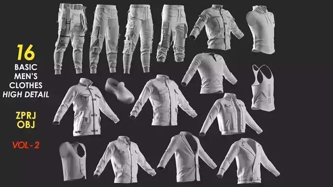 16 Mens Clothes - Vol 2 - Marvelous Designer 3D model