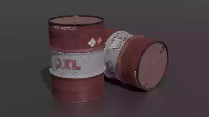 Oil Barrel Low-Poly 3D model
