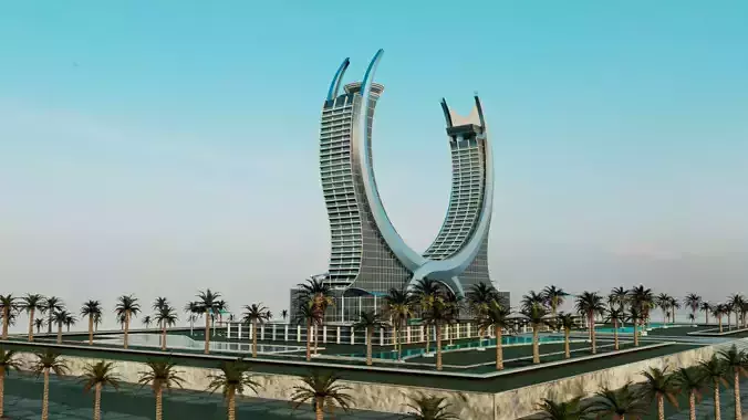 Katara Tower  Low-poly 3D model