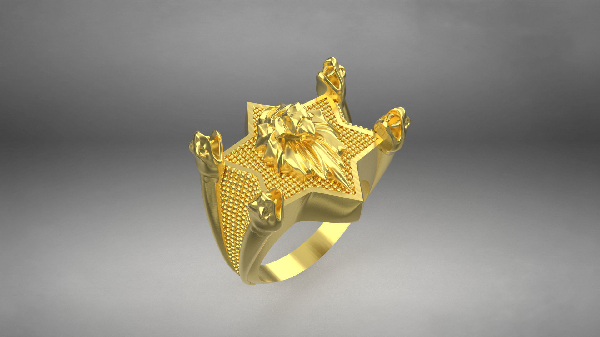 Lion And Snake Combination Mens Ring 3D print model_3