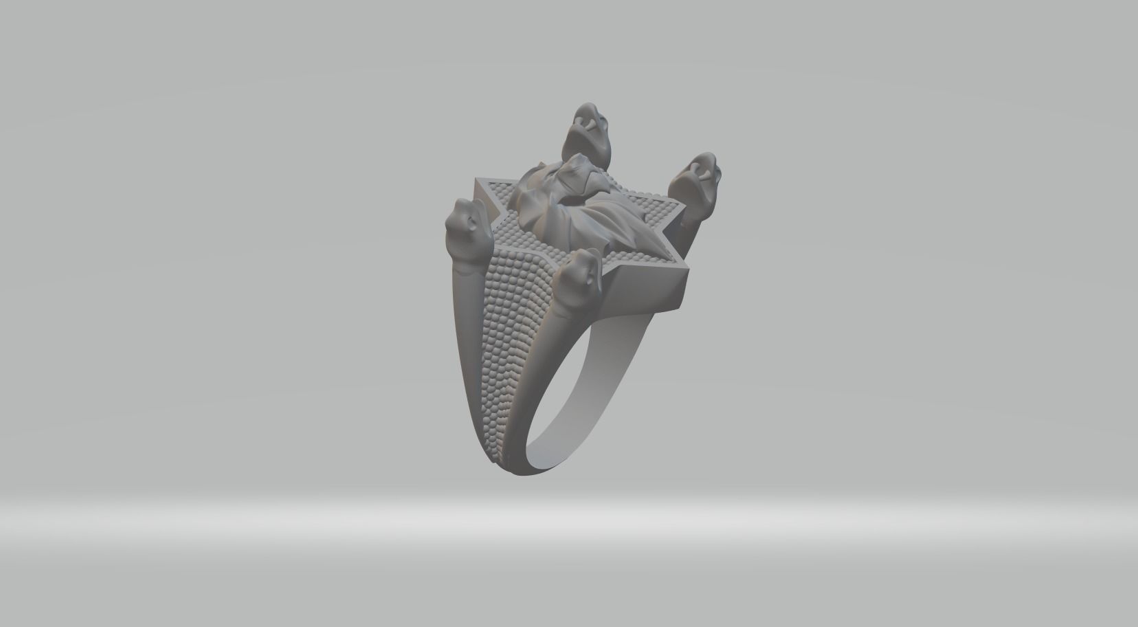 Lion And Snake Combination Mens Ring 3D print model_2