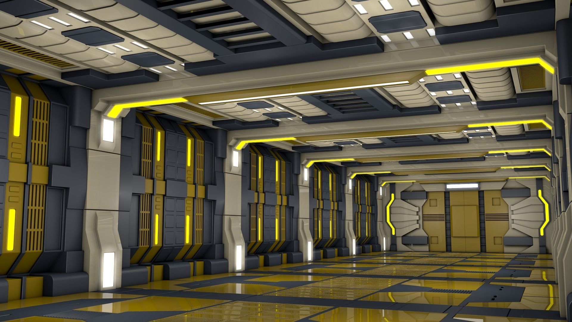Sci Fi Corridor 3D model_3