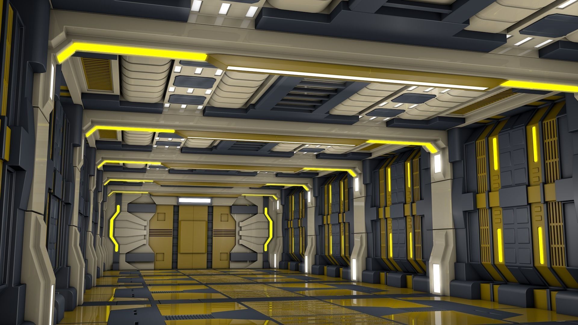 Sci Fi Corridor 3D model_2