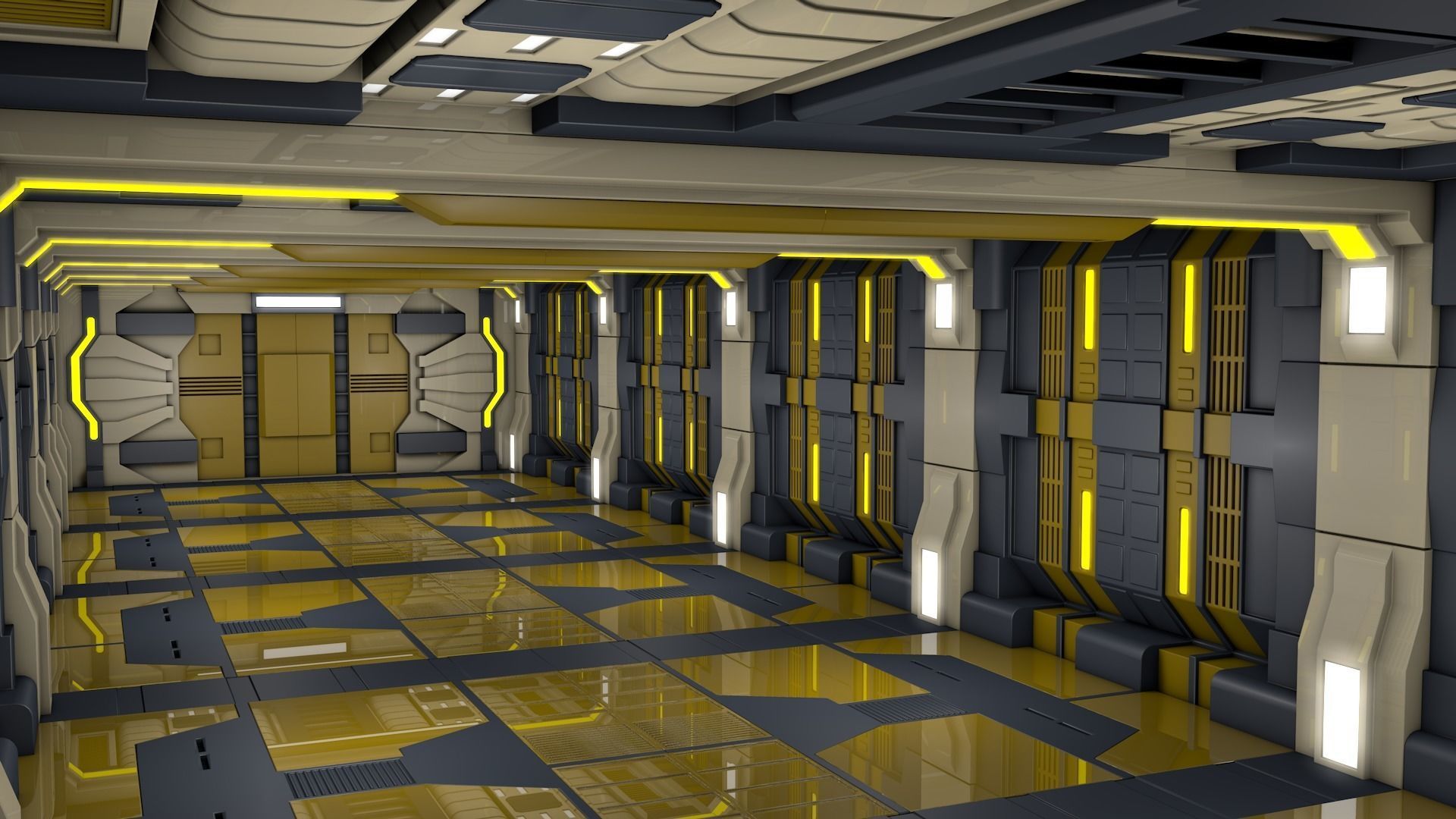Sci Fi Corridor 3D model_1
