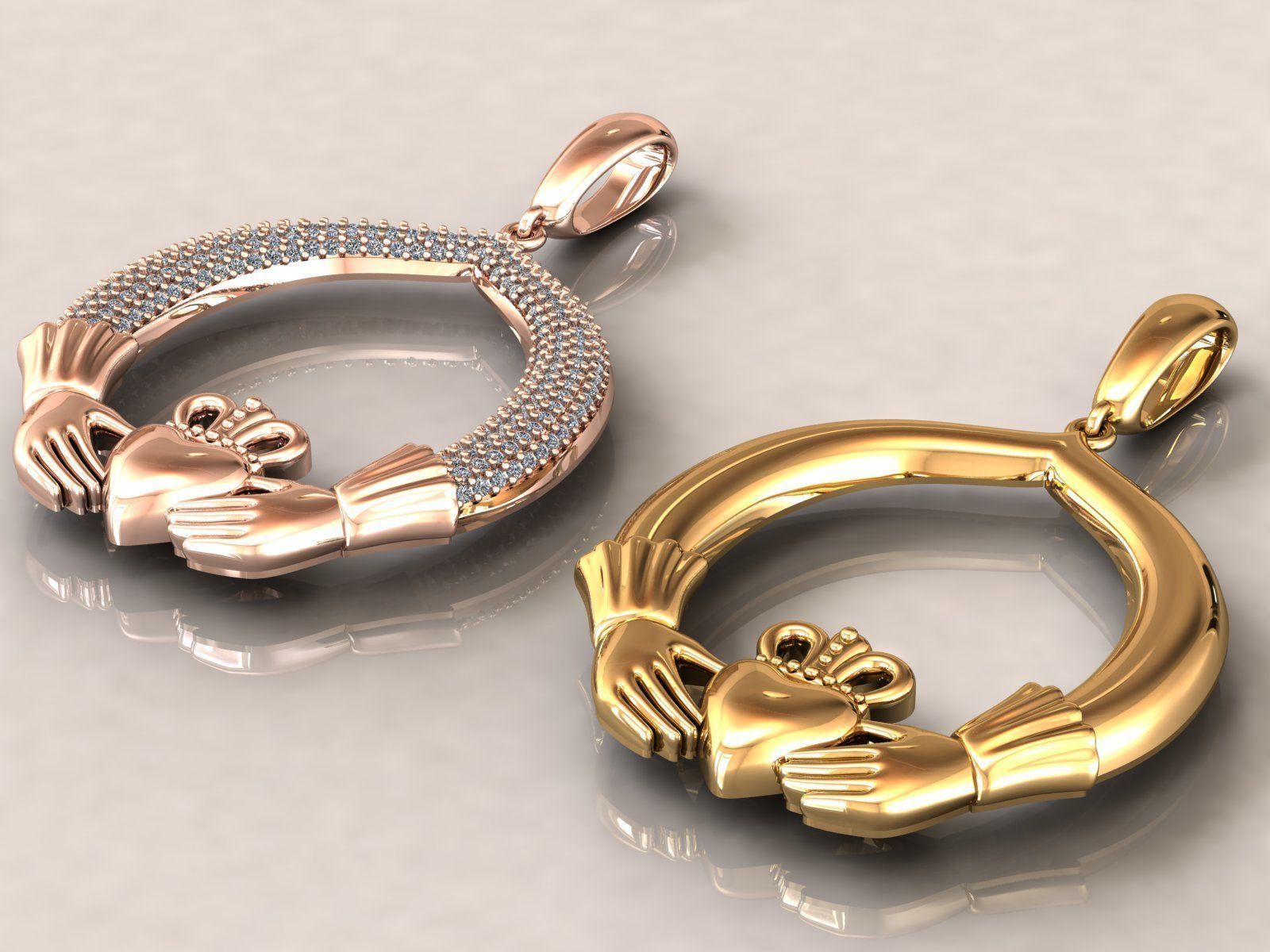 Claddagh Pendant 3D print model_4