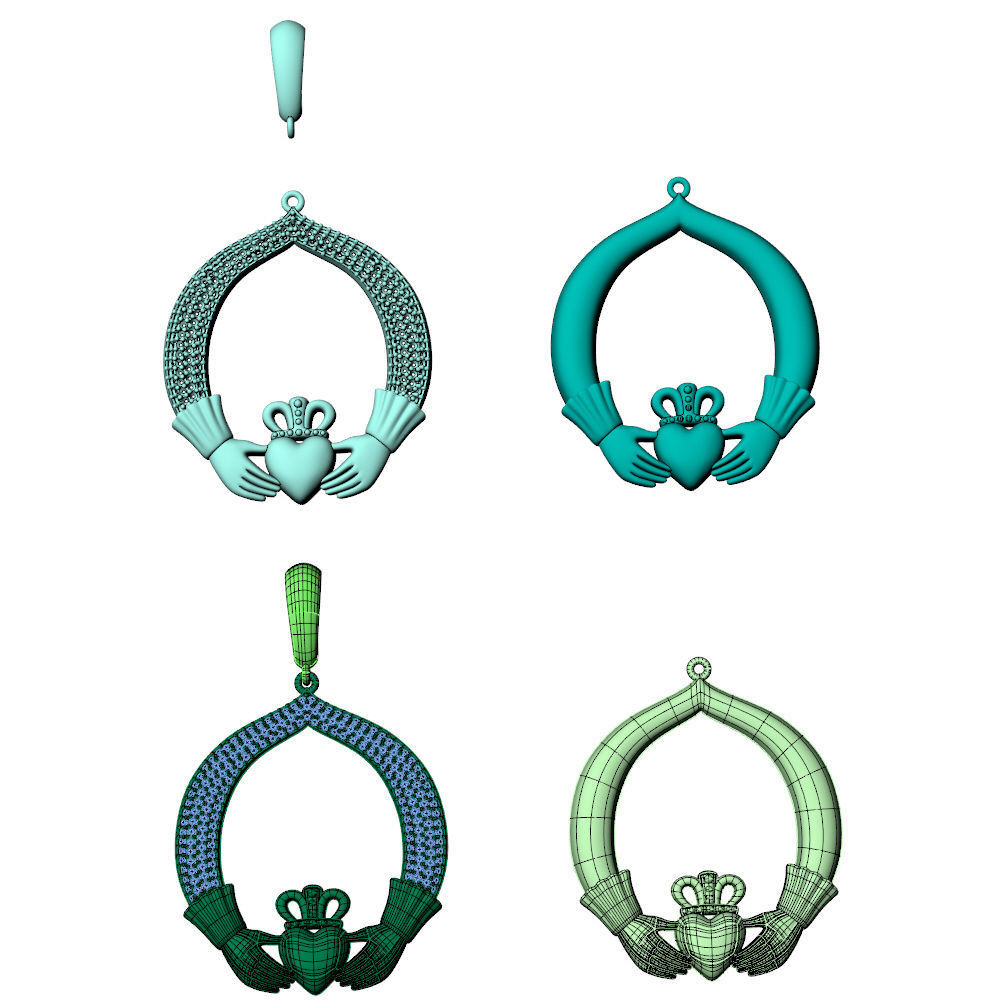 Claddagh Pendant 3D print model_10