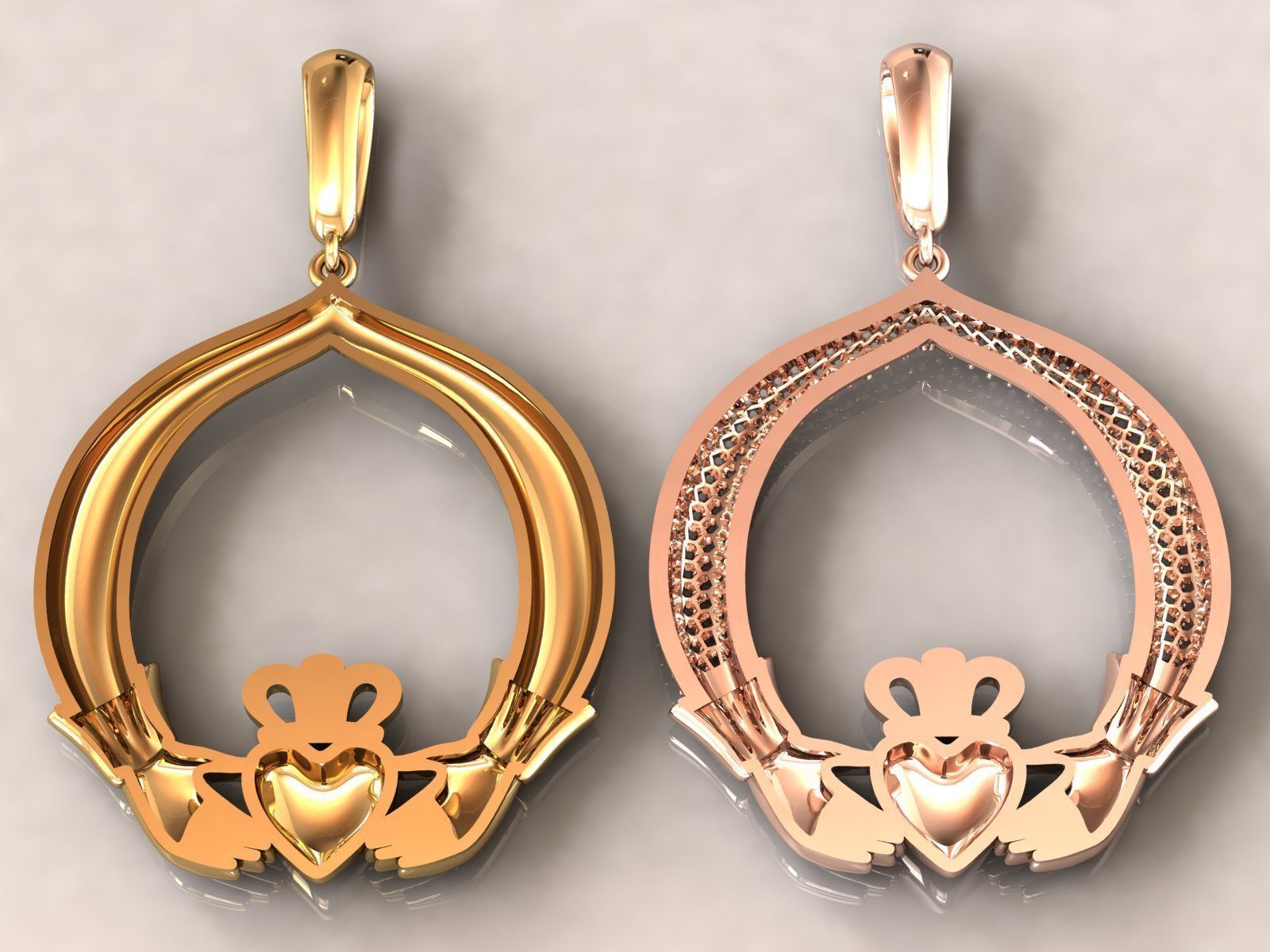 Claddagh Pendant 3D print model_6