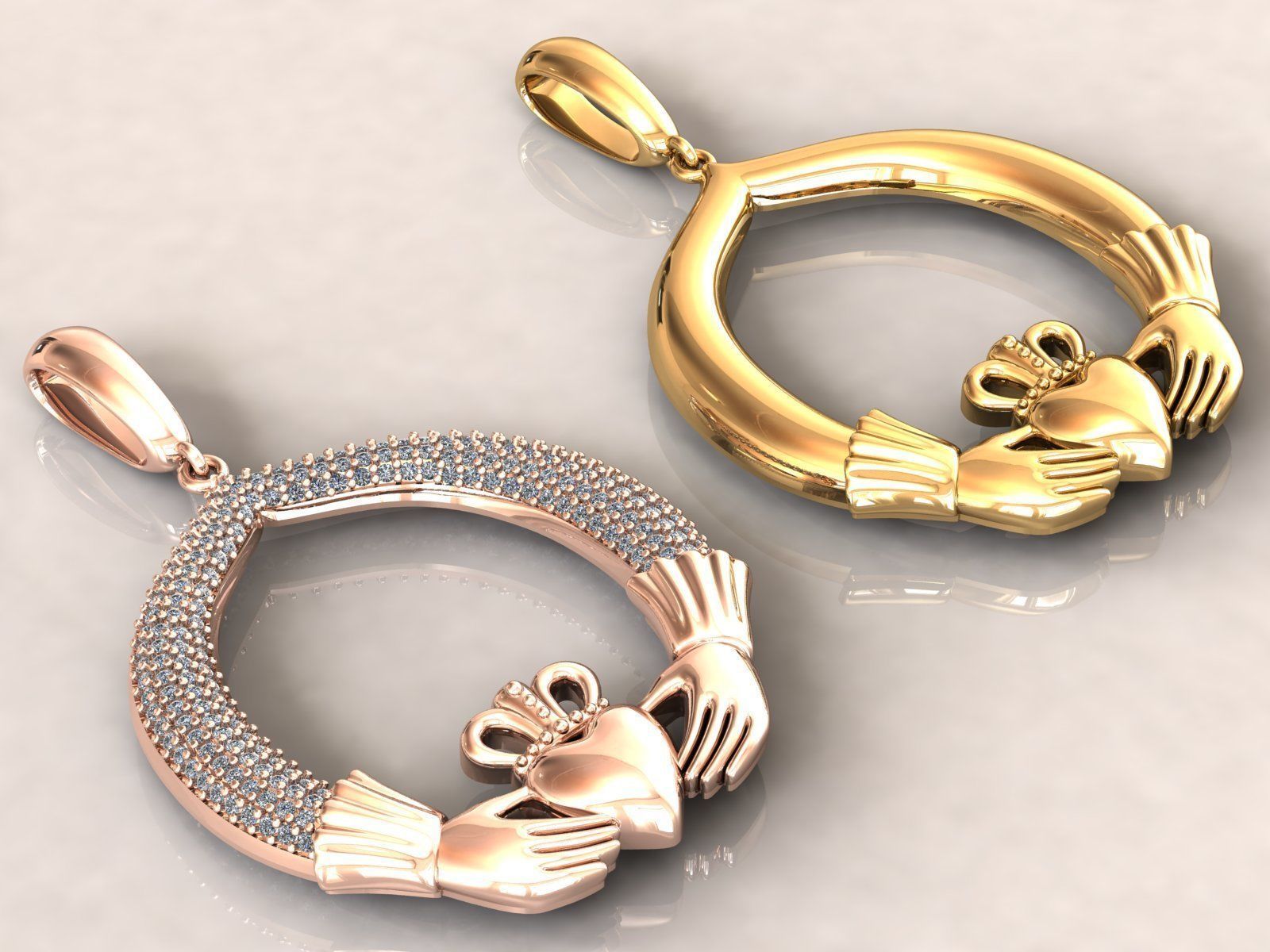 Claddagh Pendant 3D print model_2