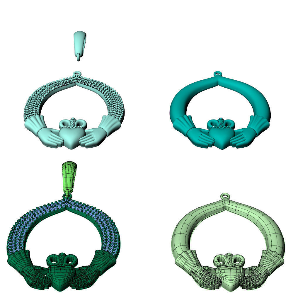 Claddagh Pendant 3D print model_16