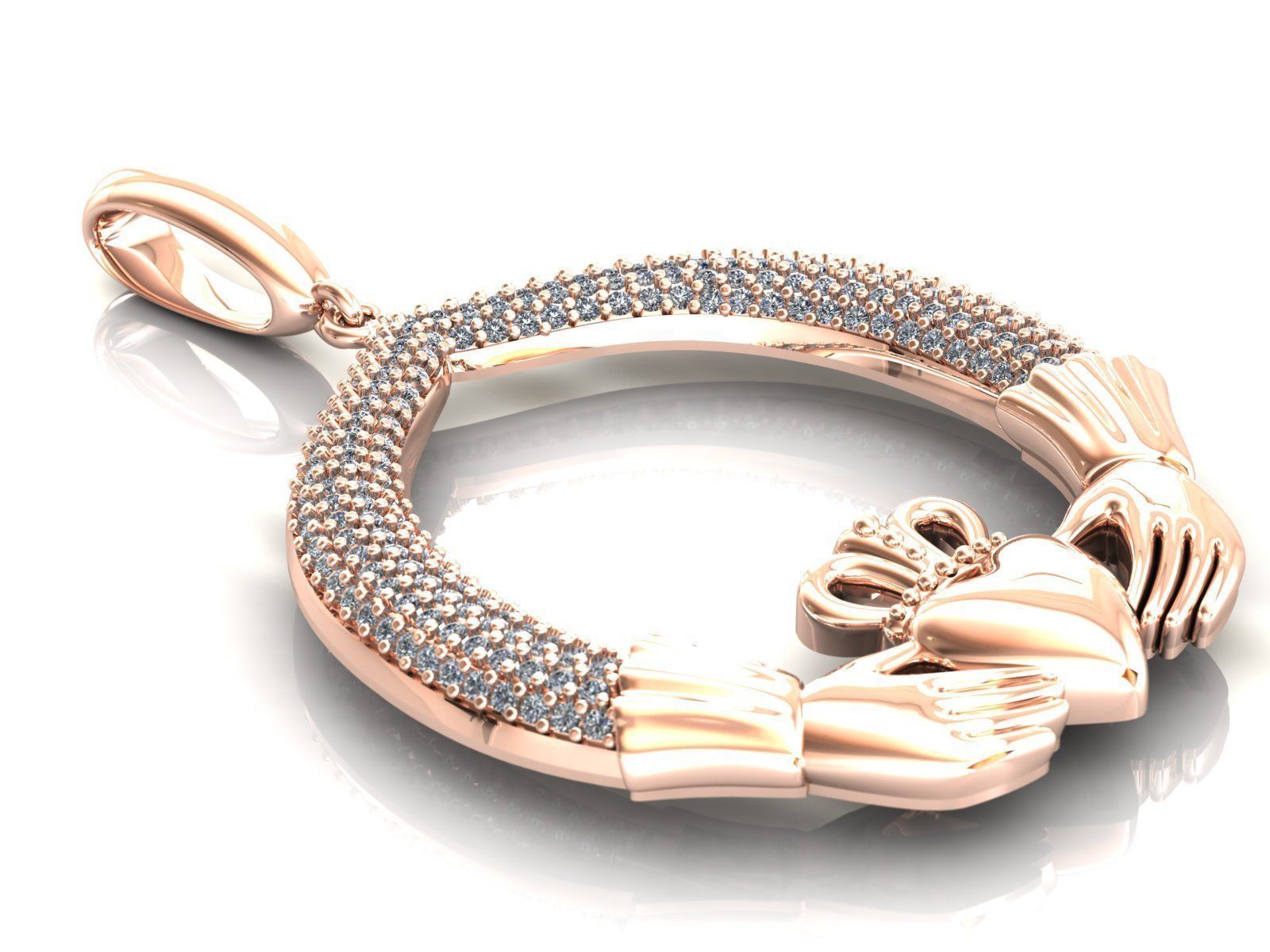 Claddagh Pendant 3D print model_3