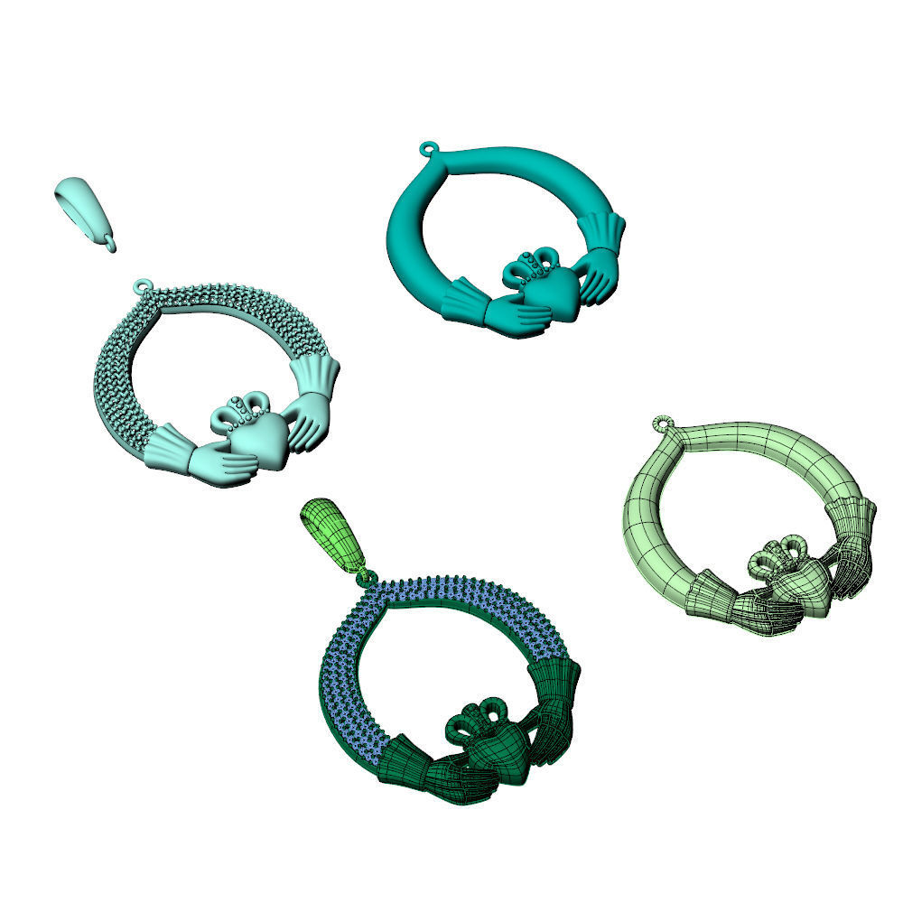 Claddagh Pendant 3D print model_9