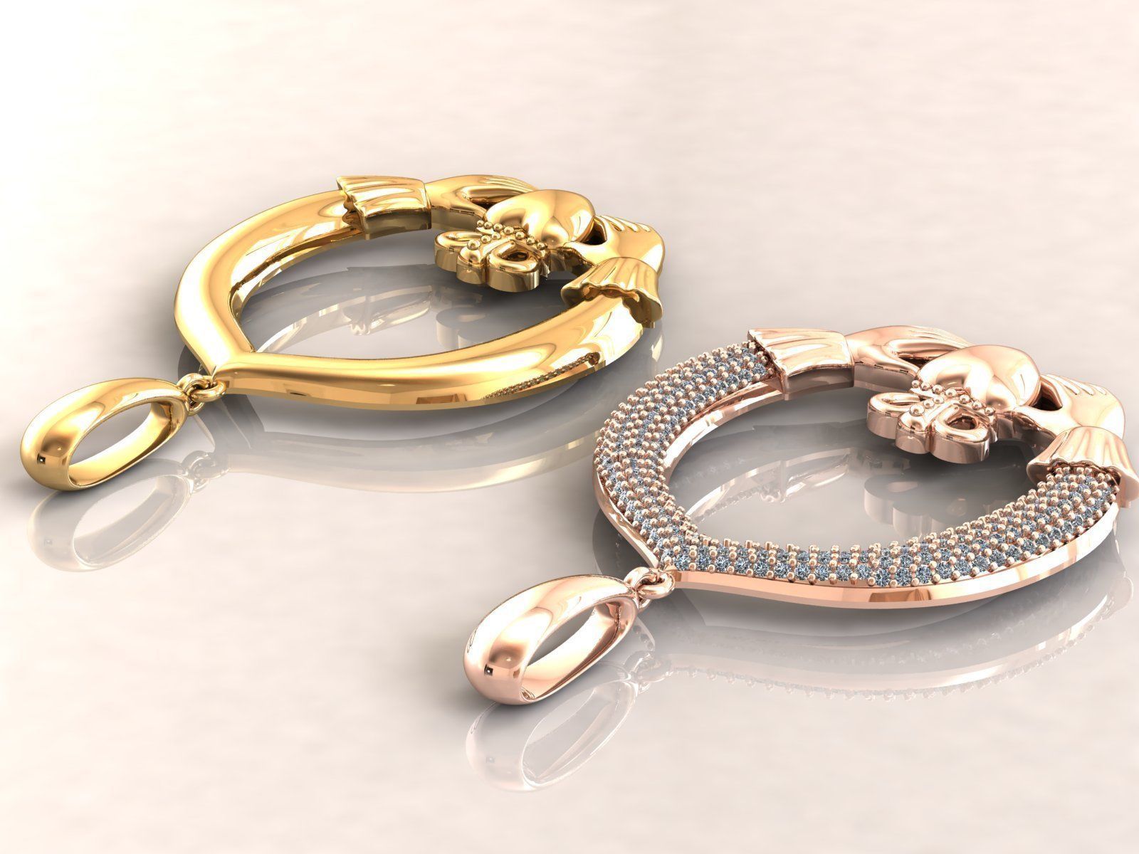 Claddagh Pendant 3D print model_7