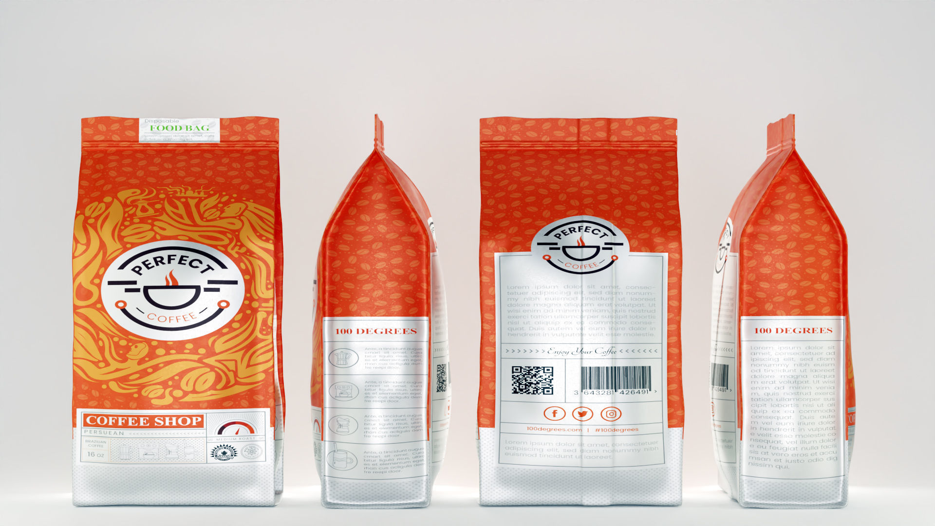 Coffee Pouch Packaging - 3D Model 3D model_4