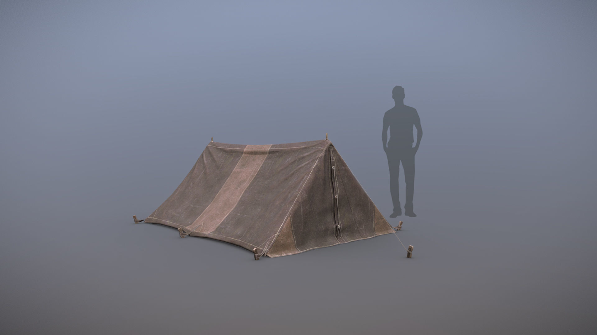 Military Tent WWII TwoSleeping close Low-poly 3D model_3