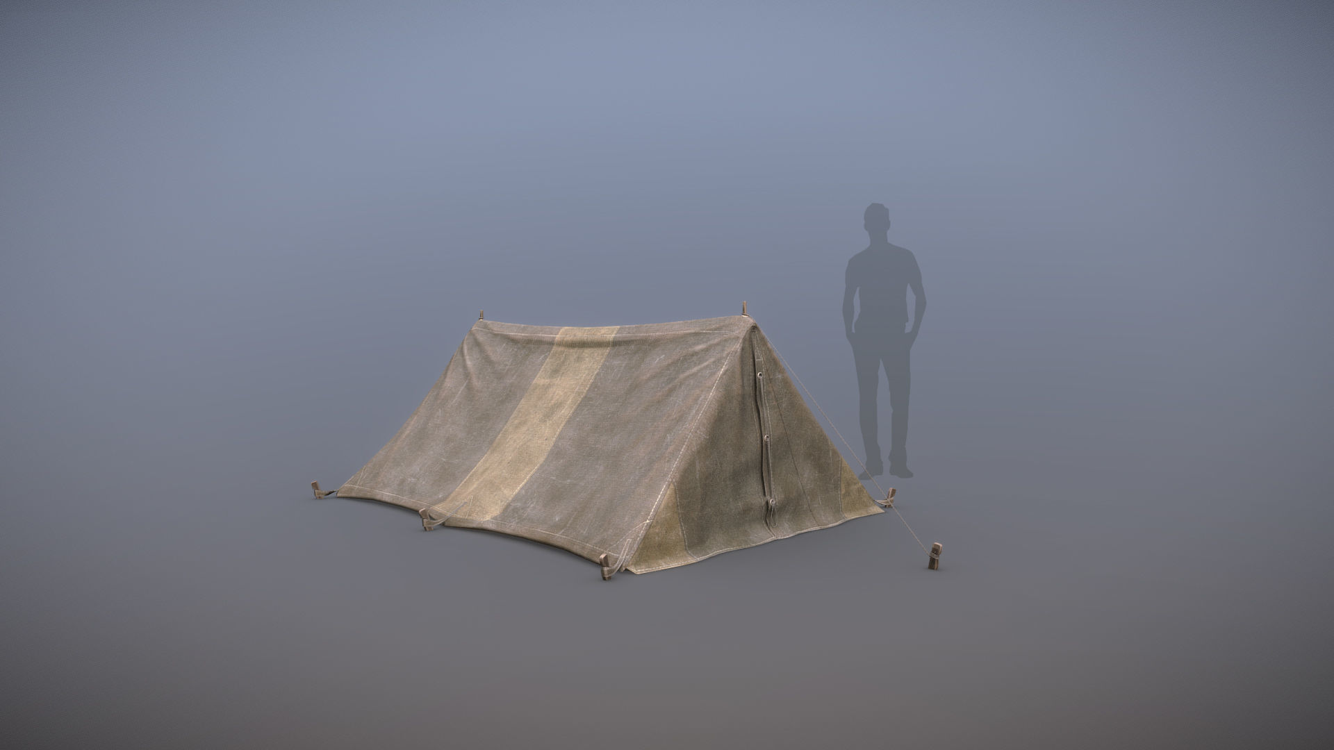Military Tent WWII TwoSleeping close Low-poly 3D model_2