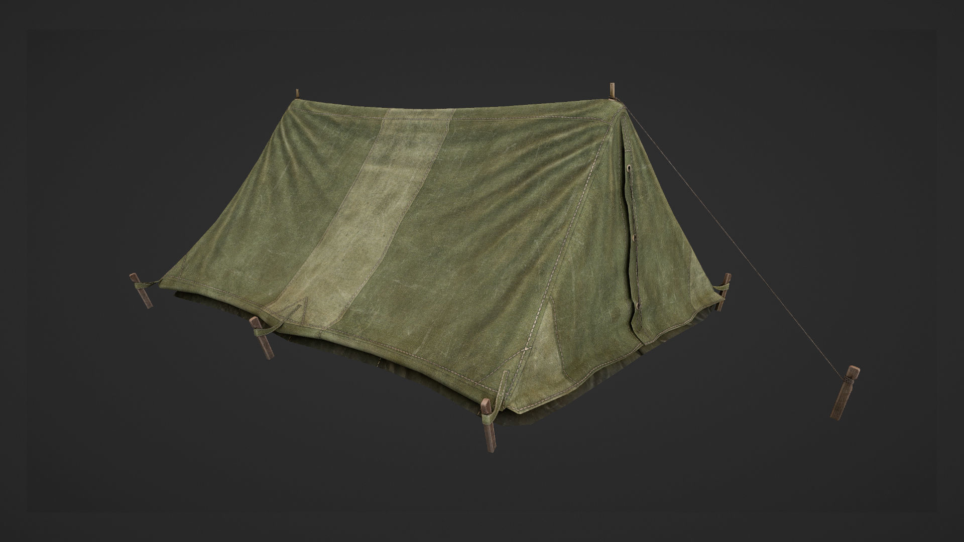 Military Tent WWII TwoSleeping close Low-poly 3D model_9