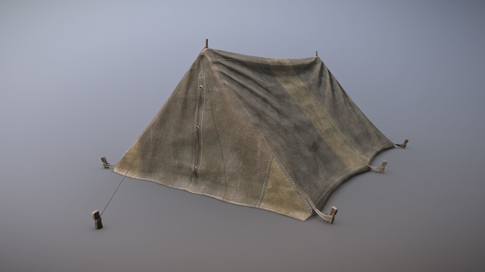 Military Tent WWII TwoSleeping close Low-poly 3D model_6