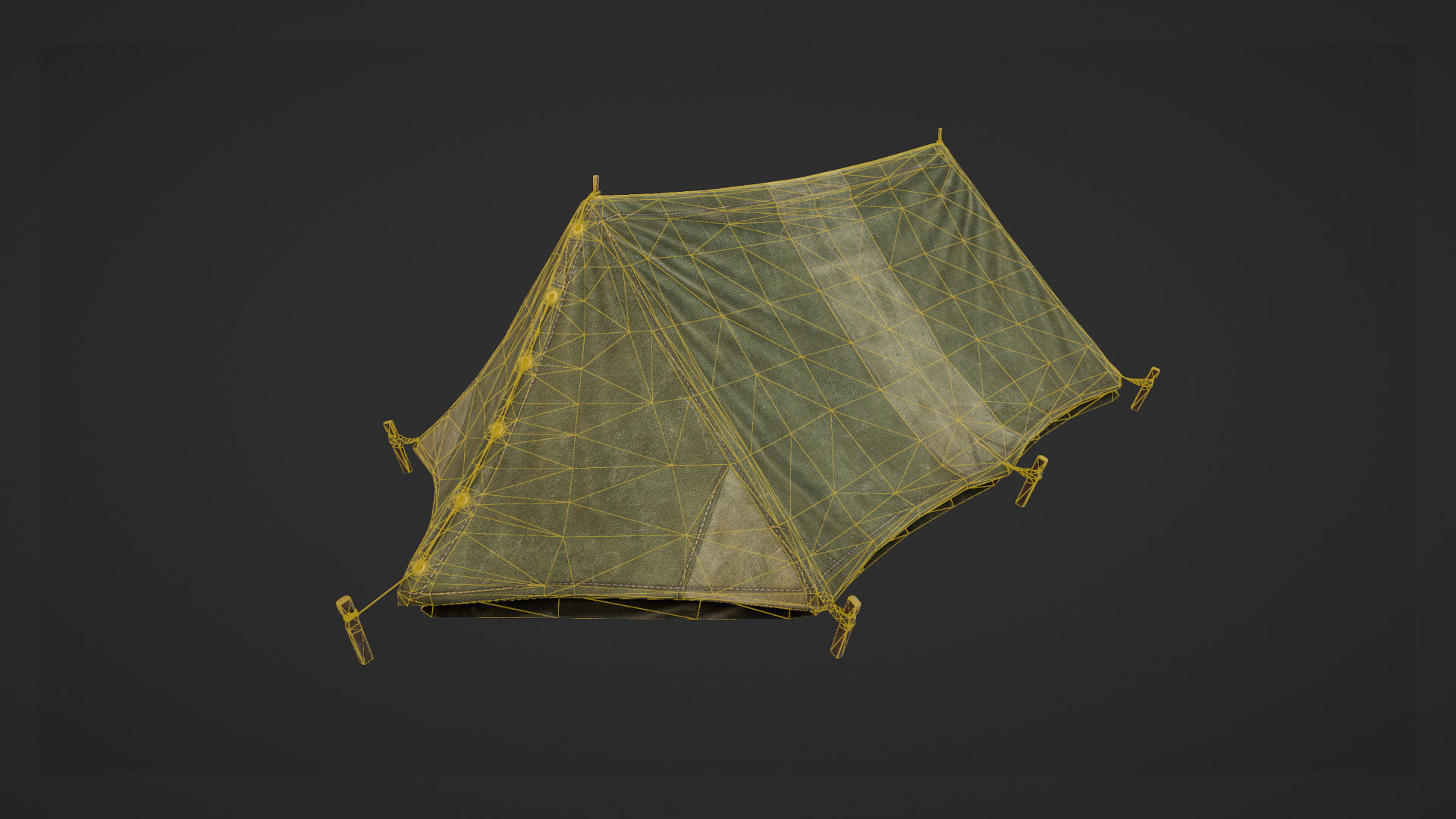 Military Tent WWII TwoSleeping close Low-poly 3D model_15