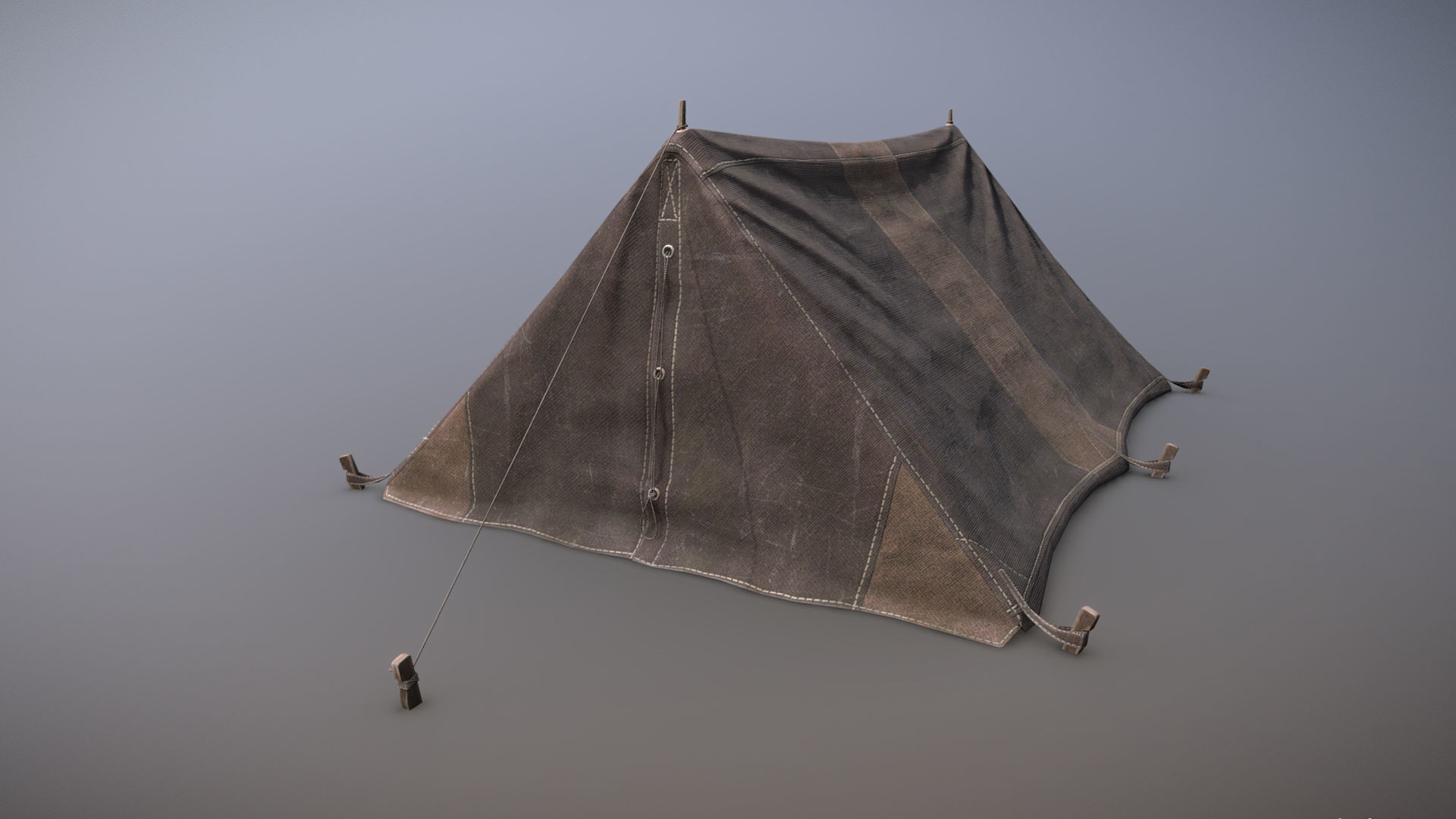 Military Tent WWII TwoSleeping close Low-poly 3D model_7
