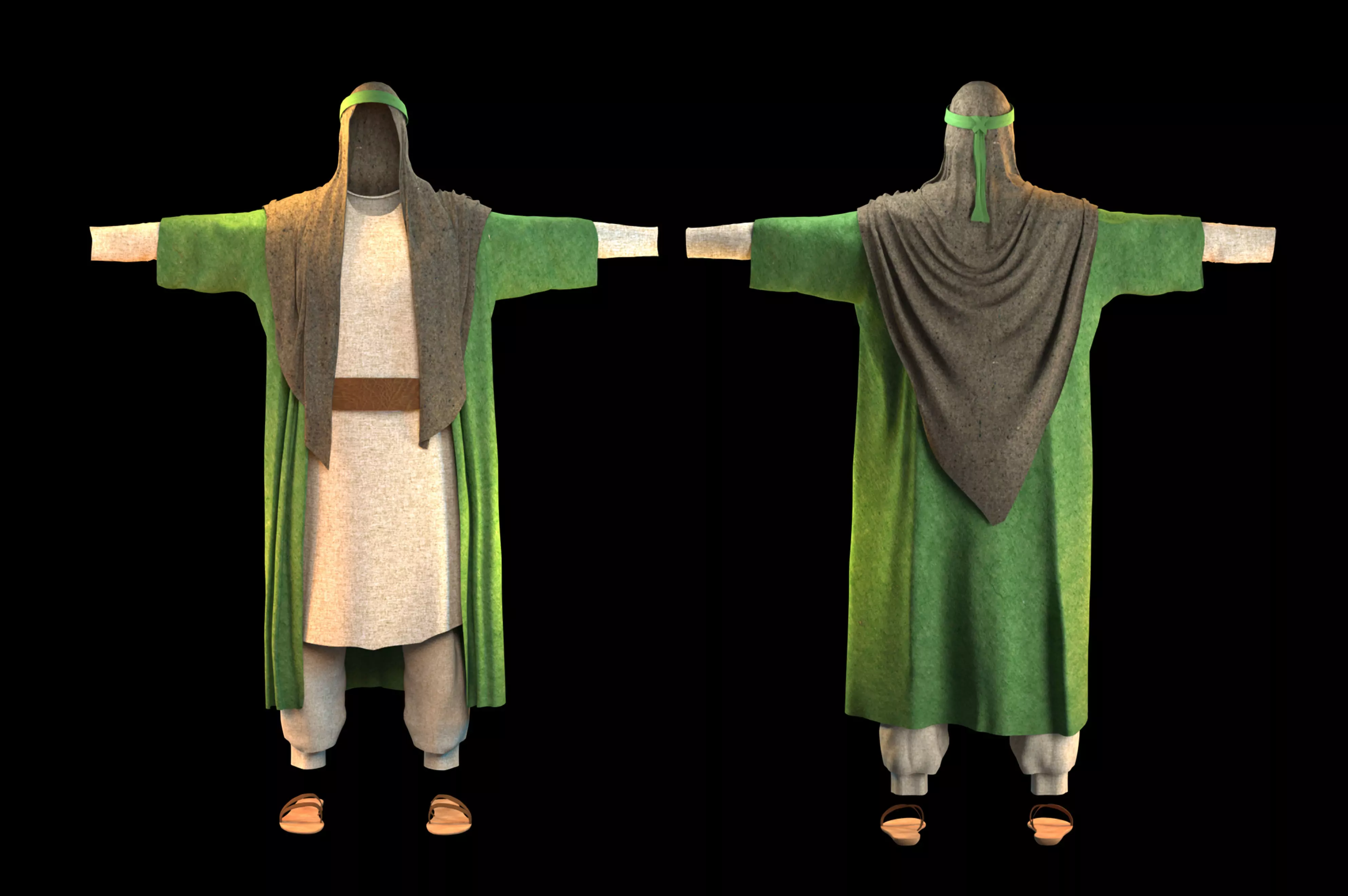 old arab clothes with sandal 3D model