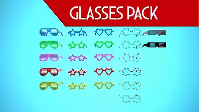 GLASSES PACK 01-05 - CARTOON STYLIZED 3D Model Collection