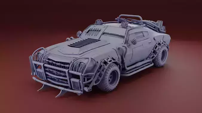 Post Apocalyptic 1970 Chevrolet Camaro Mid-Poly 3D model