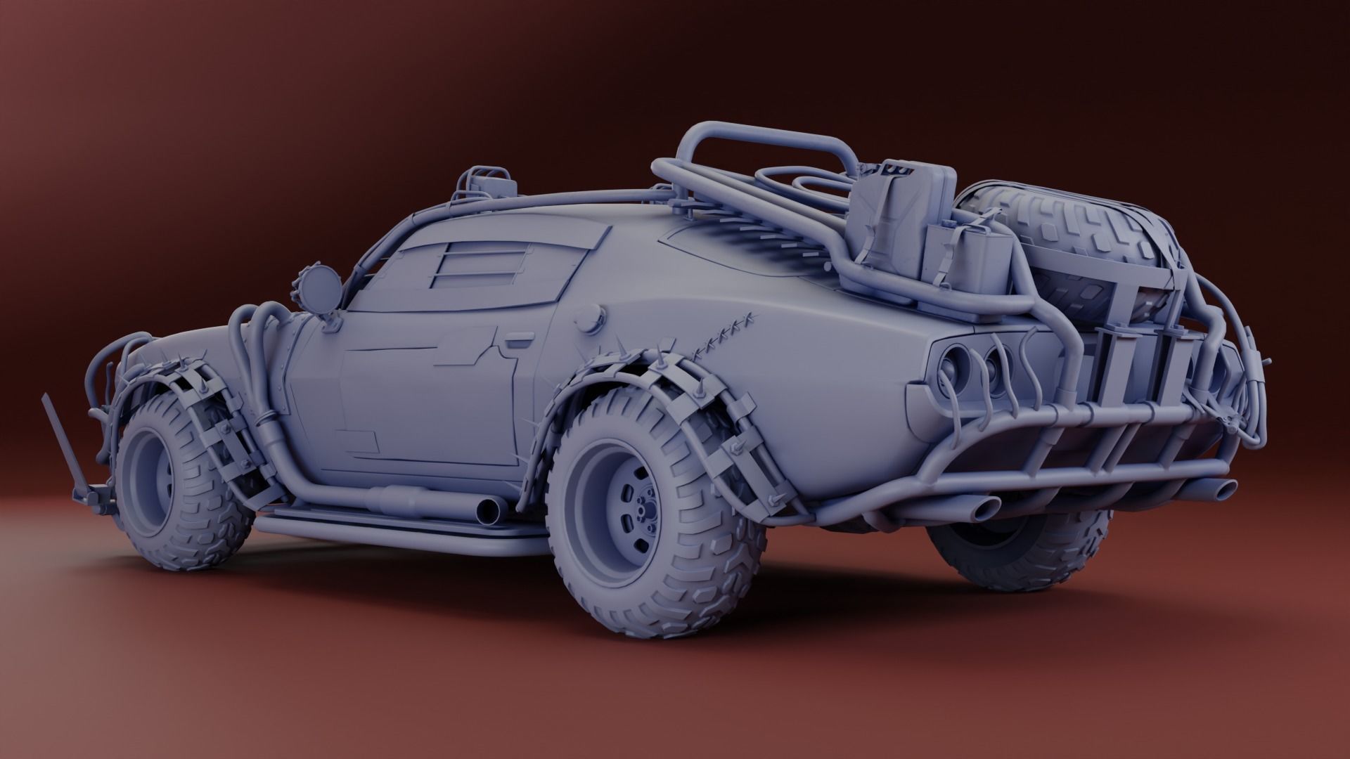 Post Apocalyptic 1970 Chevrolet Camaro Mid-Poly 3D model Low-poly 3D model_2