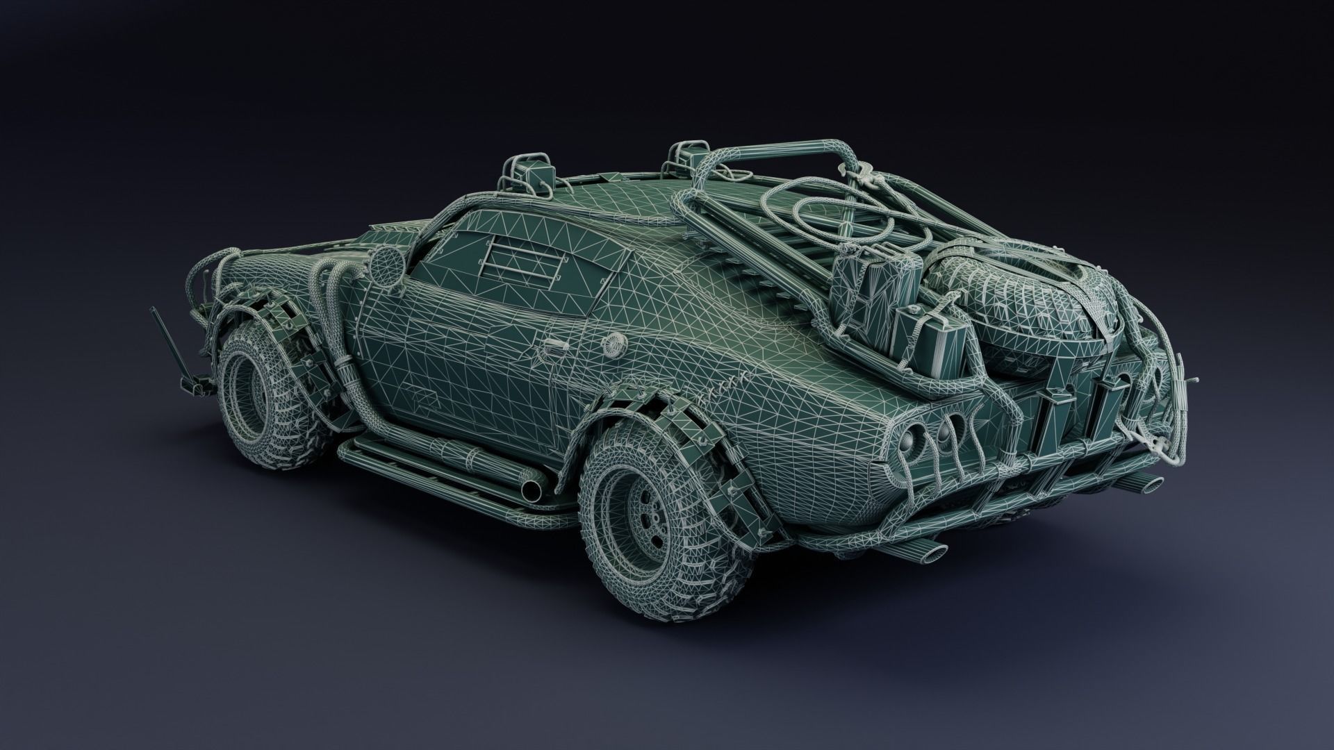 Post Apocalyptic 1970 Chevrolet Camaro Mid-Poly 3D model Low-poly 3D model_7