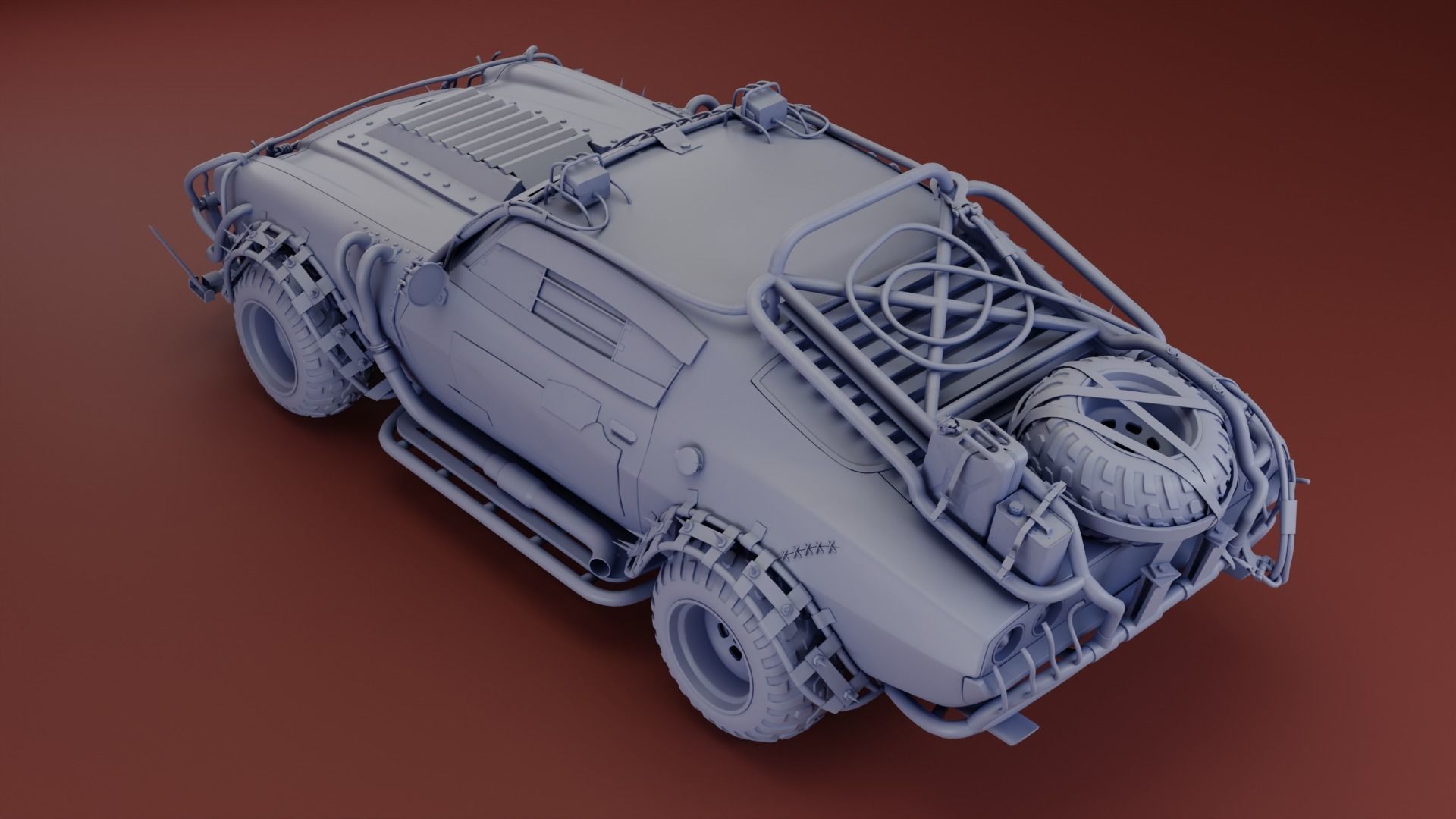 Post Apocalyptic 1970 Chevrolet Camaro Mid-Poly 3D model Low-poly 3D model_3