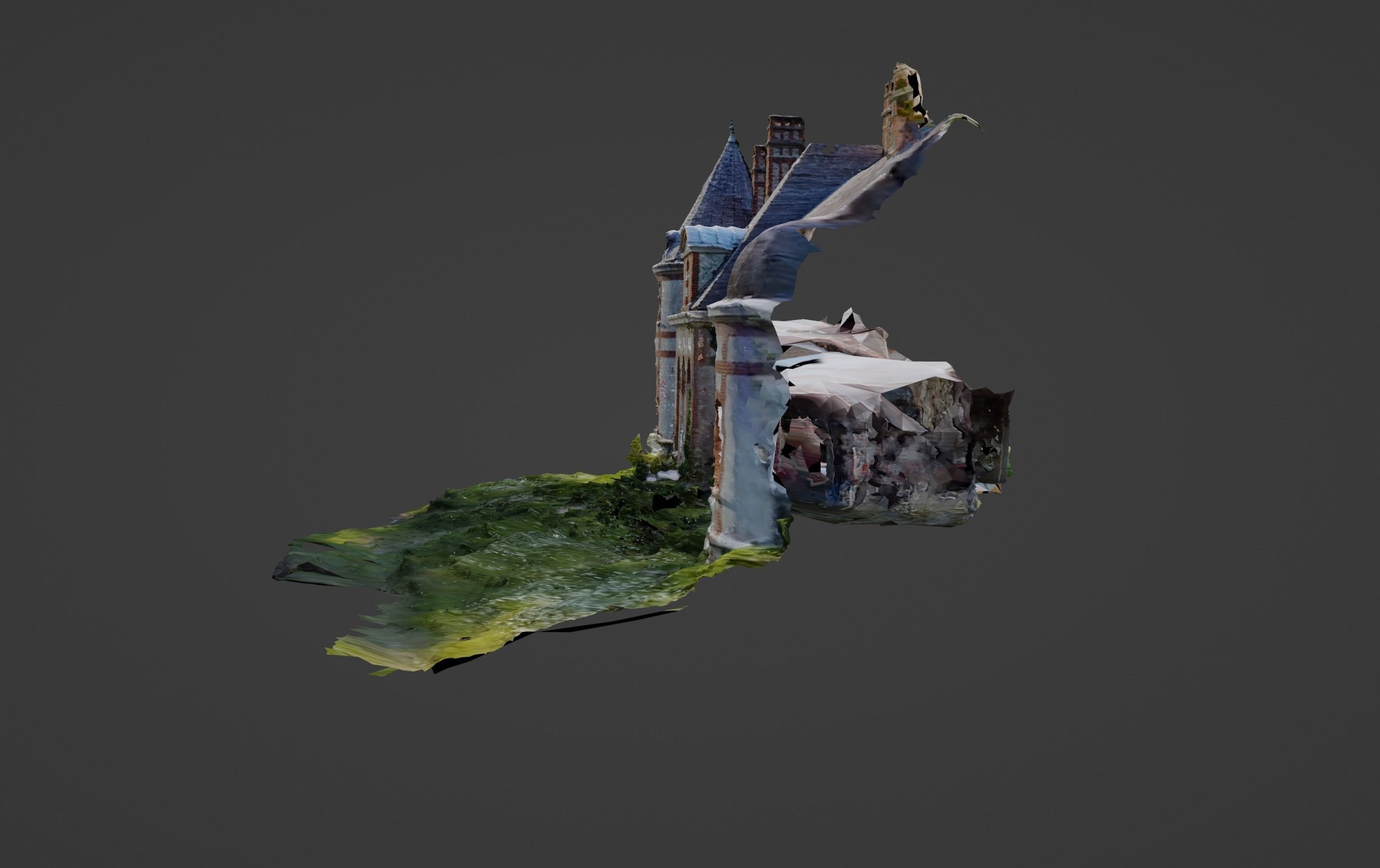 Abandoned Chateau Facade Photoscan 3D model_5