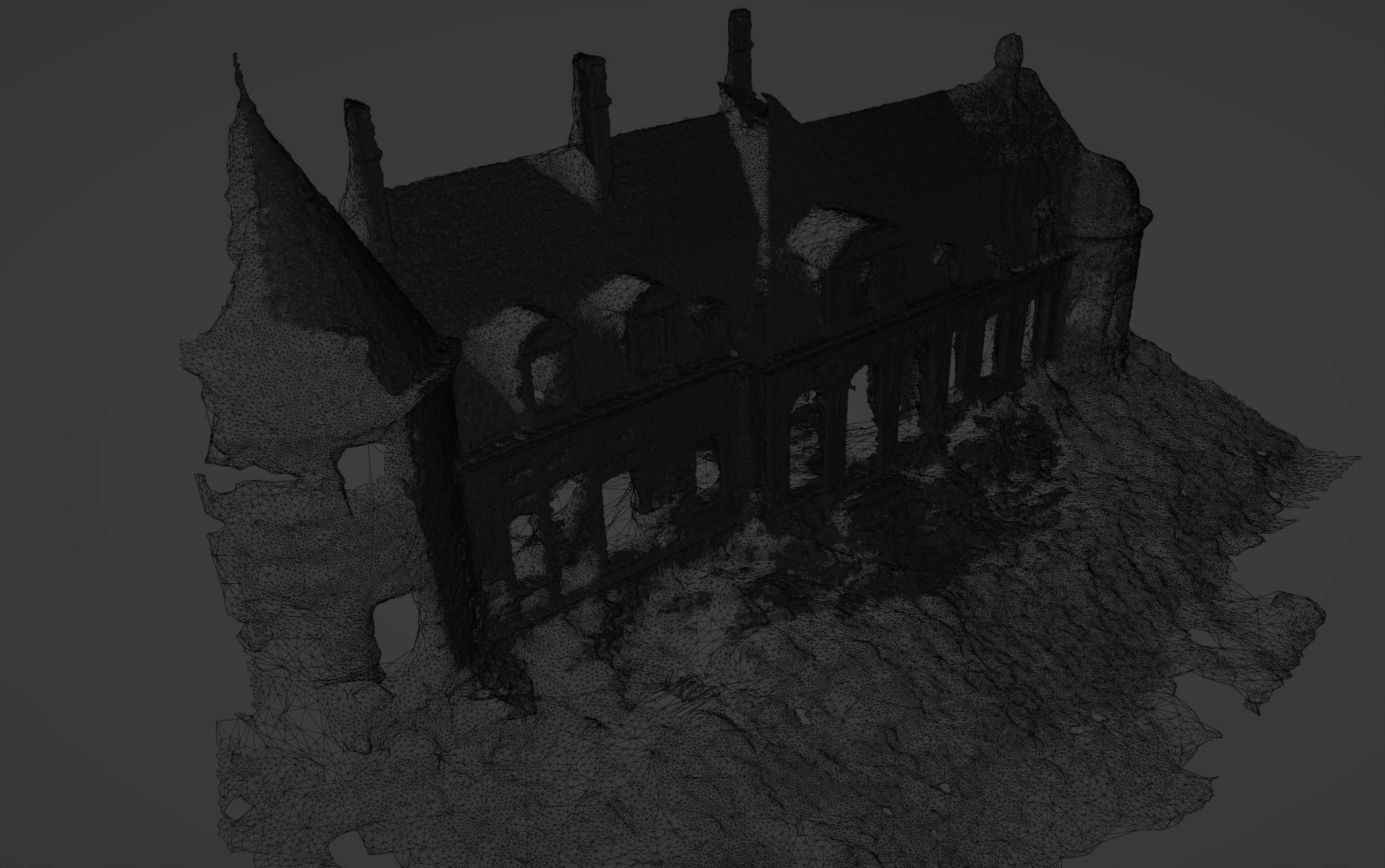 Abandoned Chateau Facade Photoscan 3D model_11