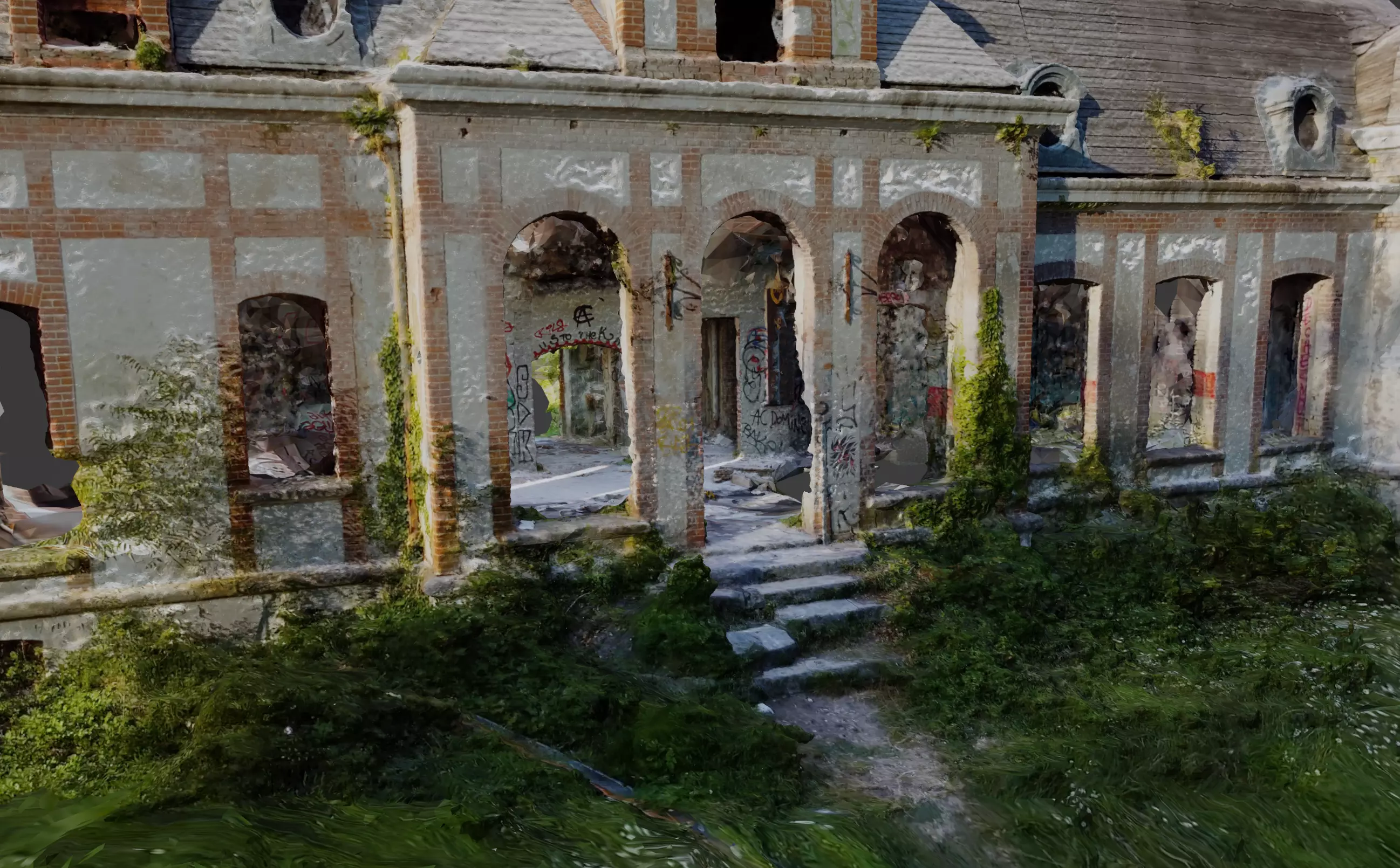 Abandoned Chateau Facade Photoscan 3D model_0