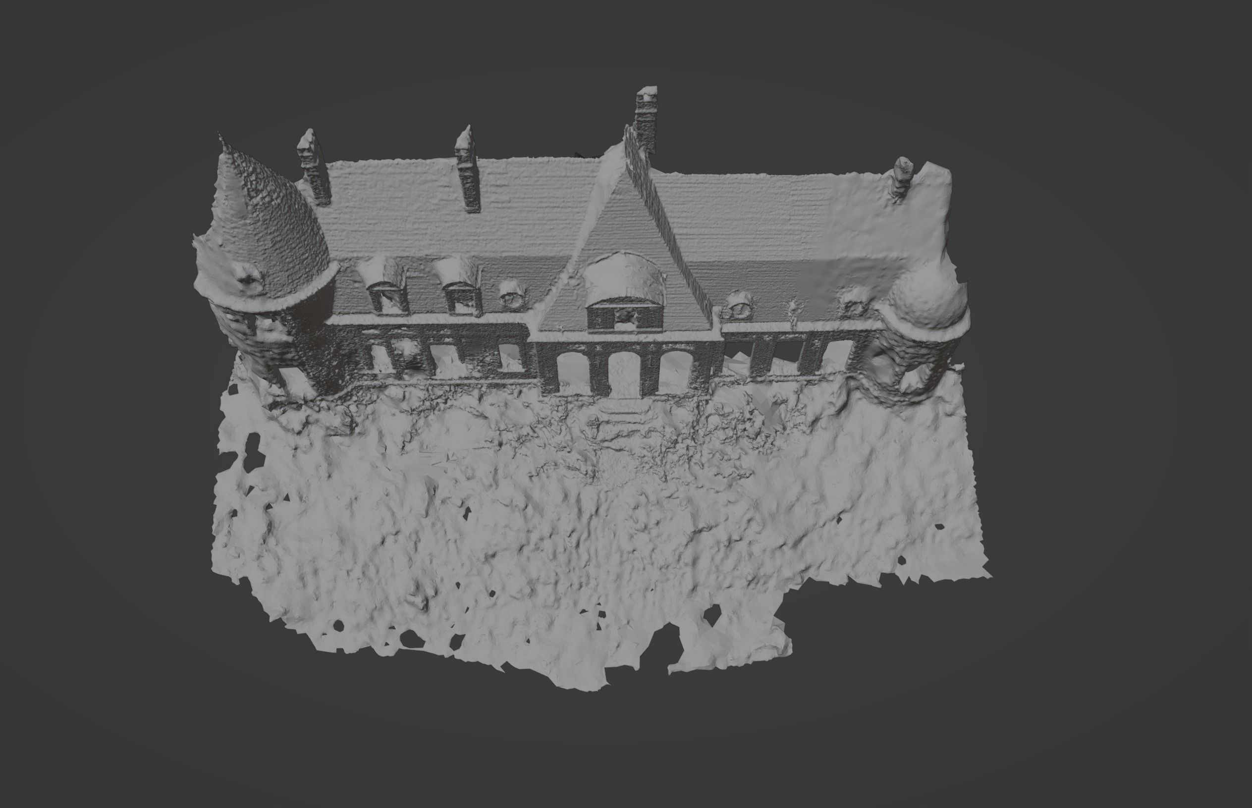 Abandoned Chateau Facade Photoscan 3D model_14