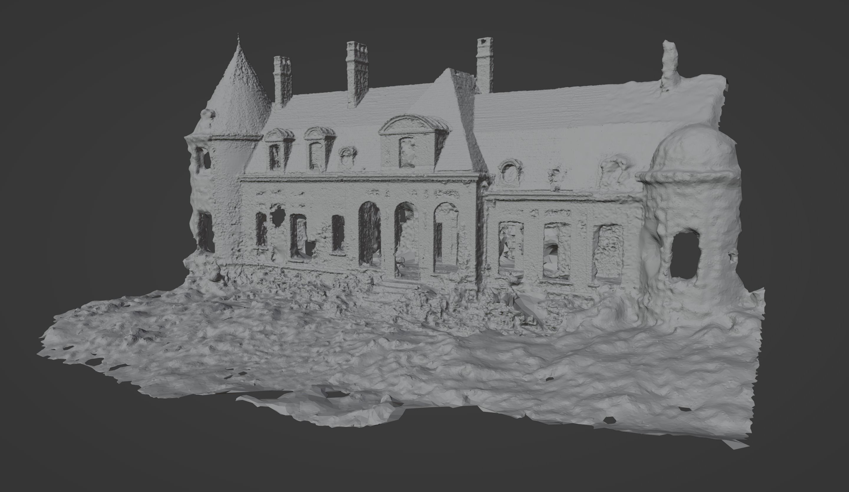 Abandoned Chateau Facade Photoscan 3D model_13