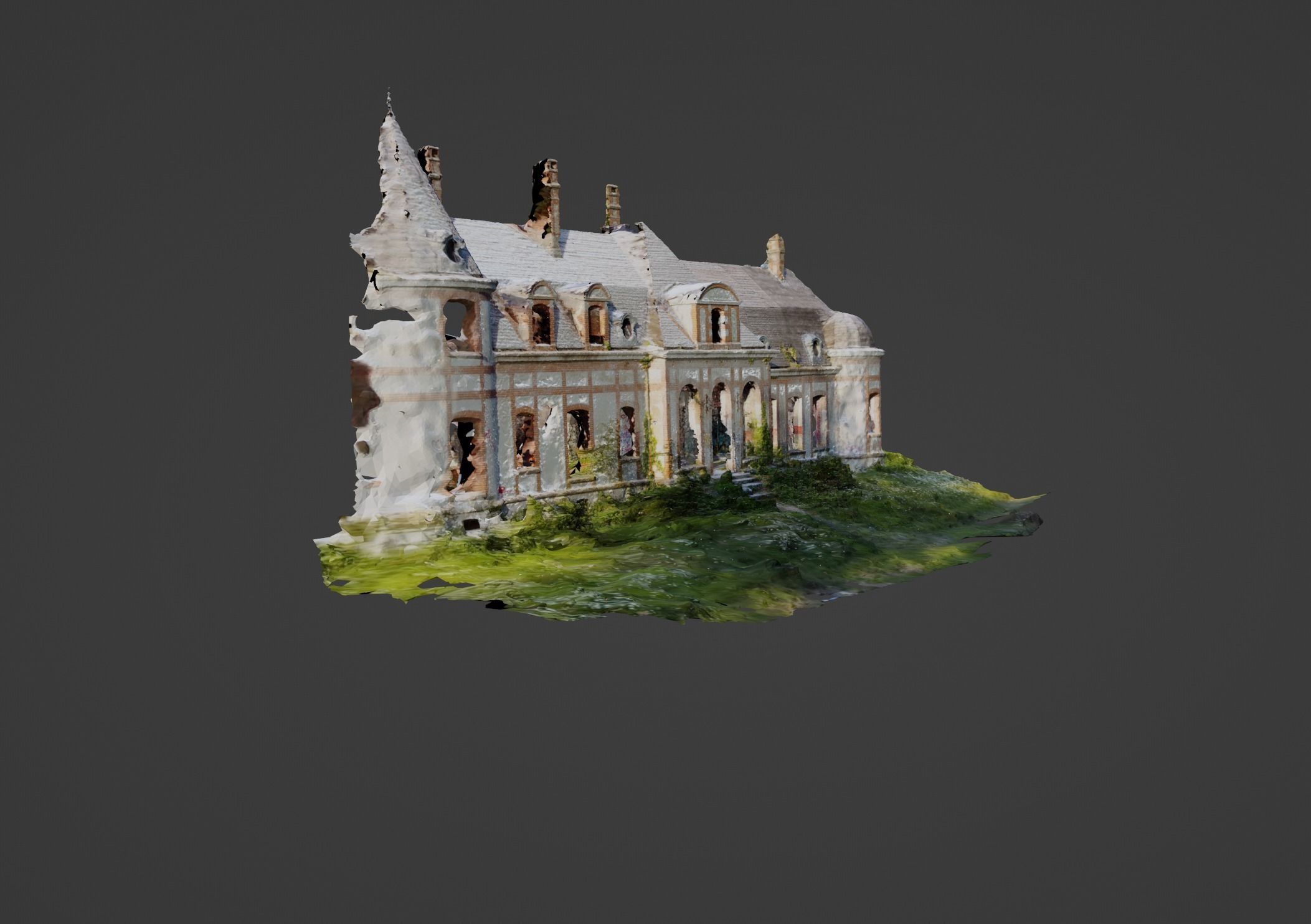 Abandoned Chateau Facade Photoscan 3D model_7