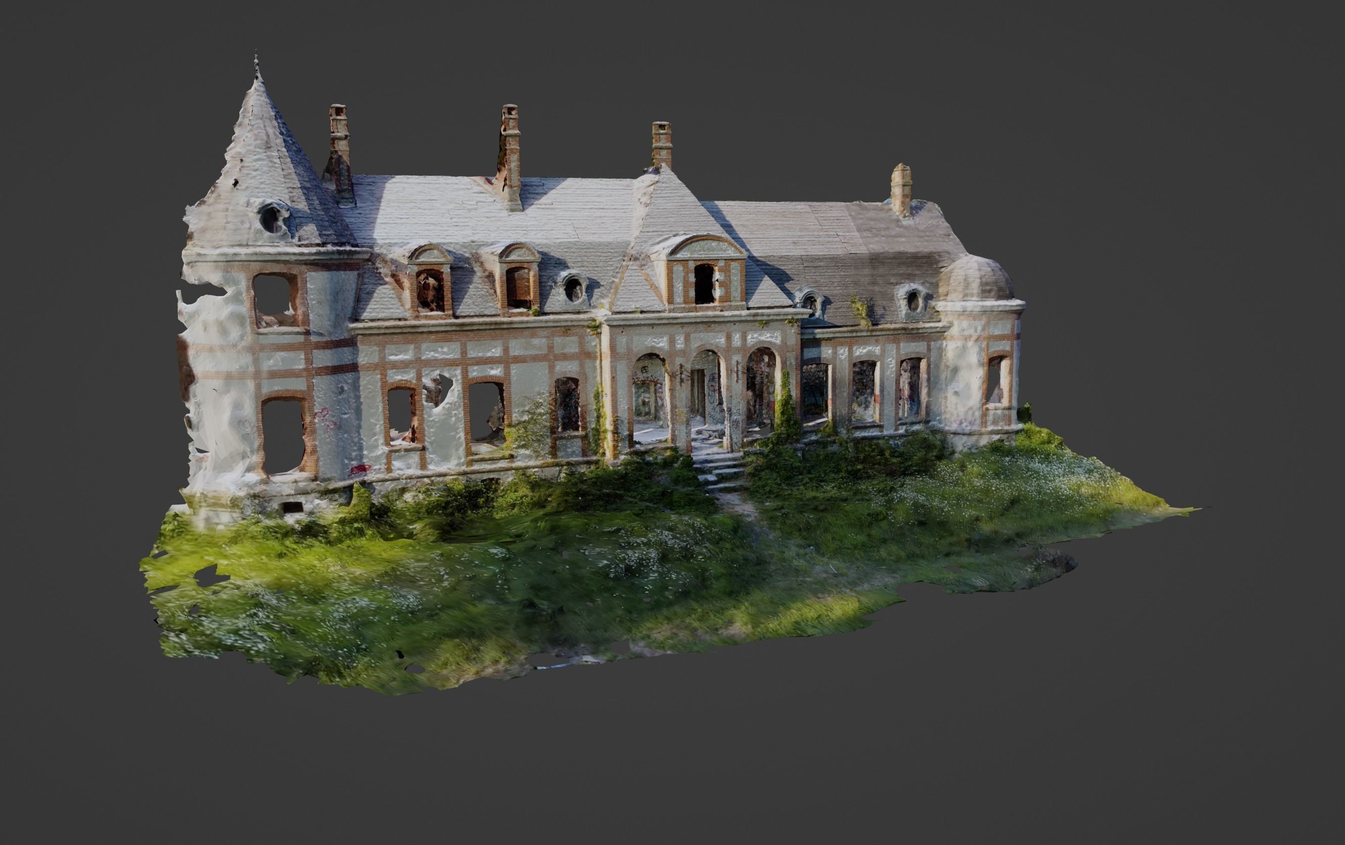 Abandoned Chateau Facade Photoscan 3D model_8