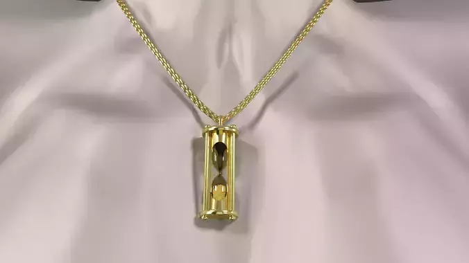 Hourglass pendant on a chain 3D model