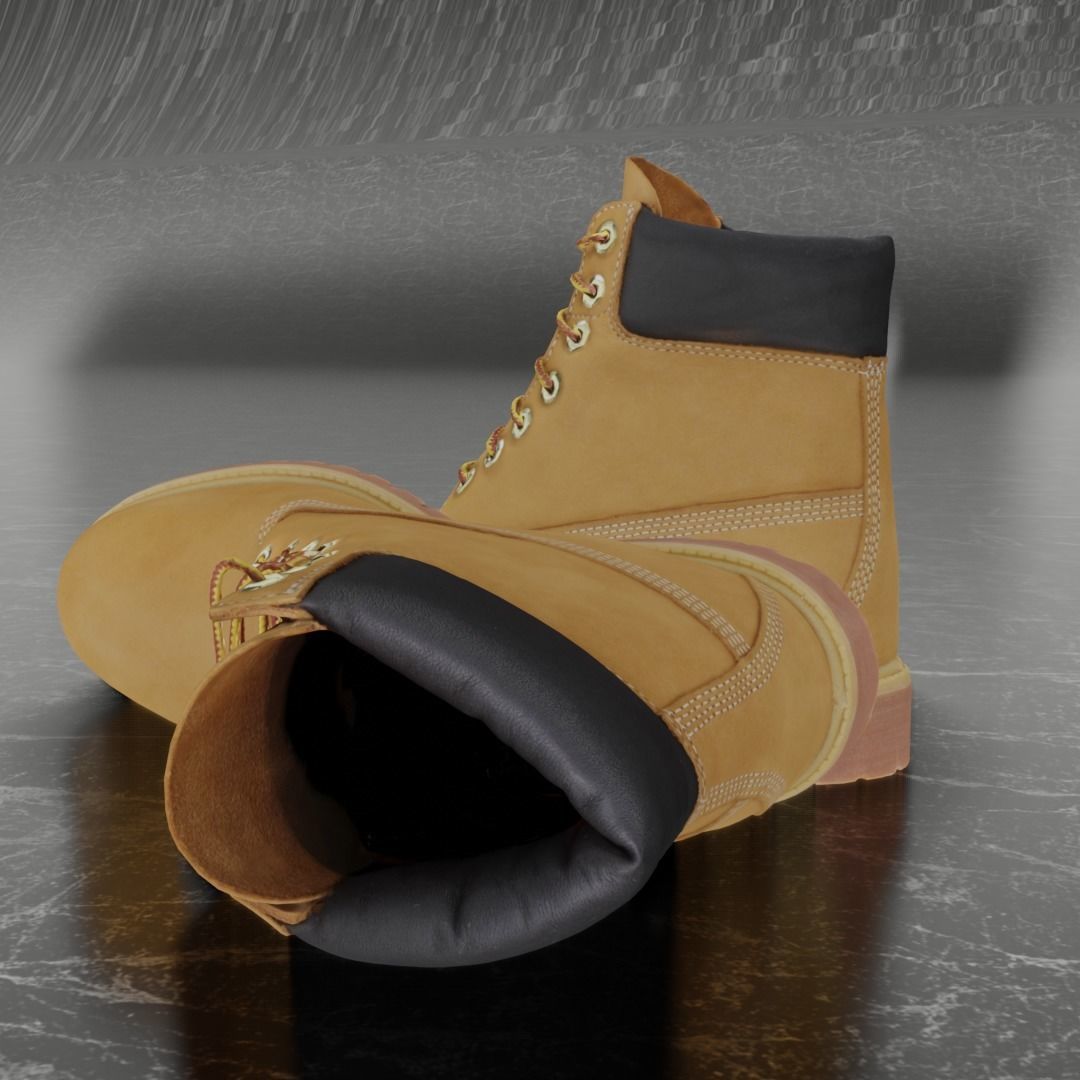 TIMBERLAND 3D SHOES - CAMEL Low-poly 3D model_6