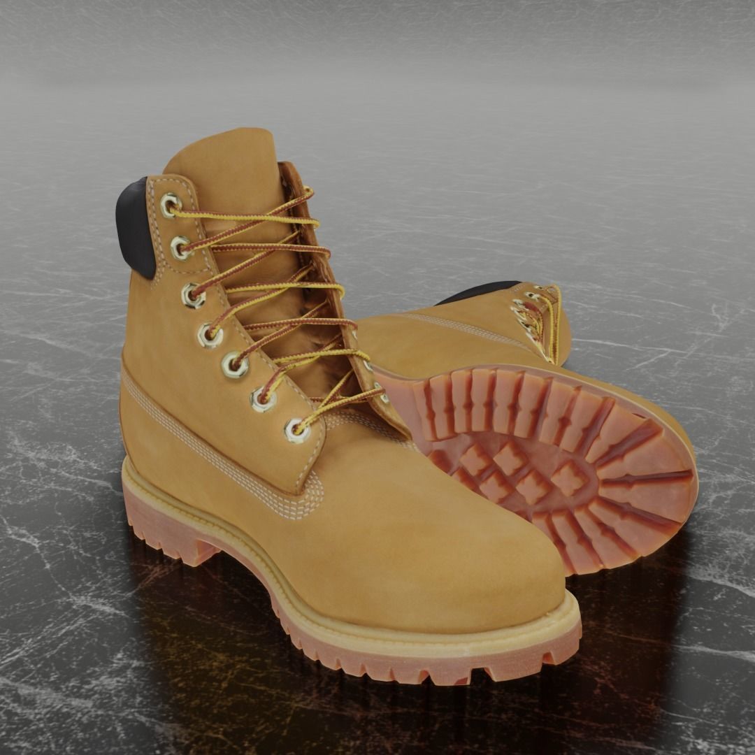 TIMBERLAND 3D SHOES - CAMEL Low-poly 3D model_2