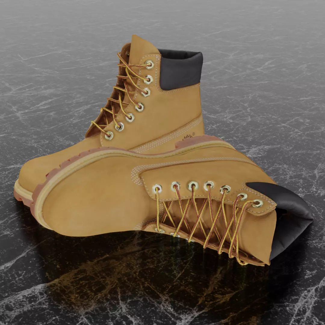 TIMBERLAND 3D SHOES - CAMEL Low-poly 3D model_0