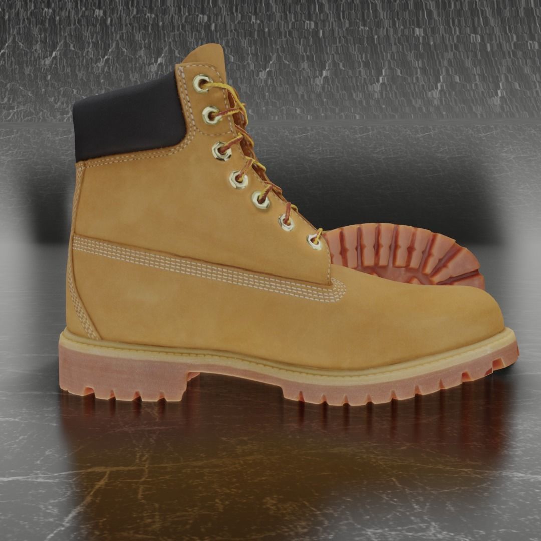 TIMBERLAND 3D SHOES - CAMEL Low-poly 3D model_4