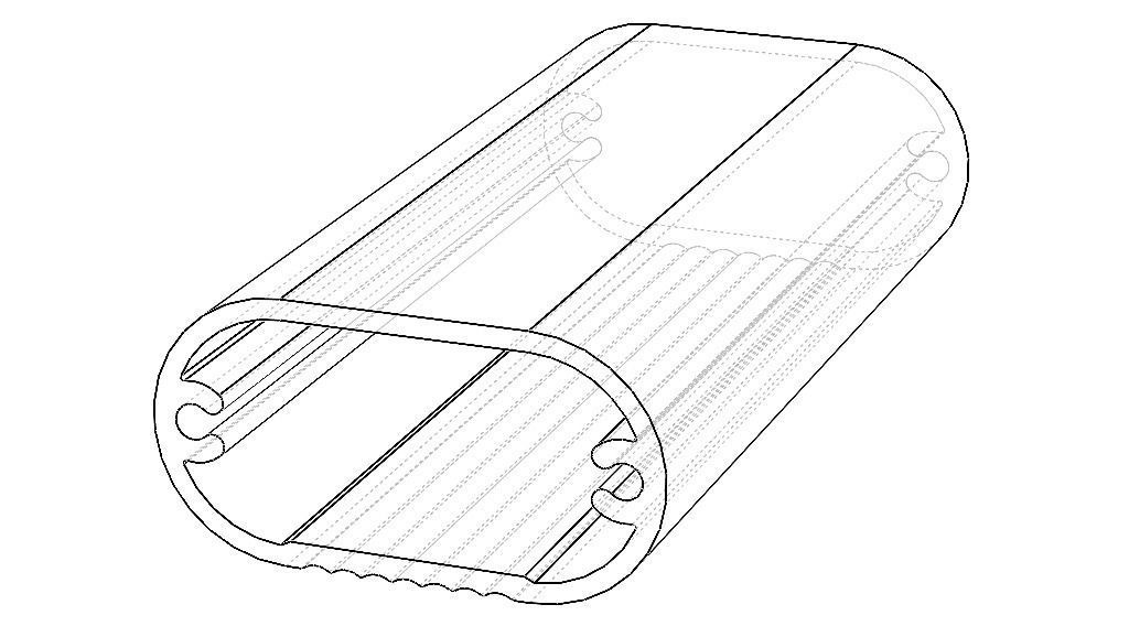 Aluminum Extruded Oval Pipe Footrest MOD AL-054ap Low-poly 3D model_2