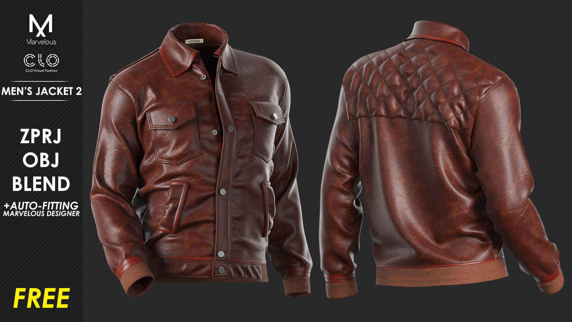 Free - Mens Jacket 2 - Marvelous Designer Free 3D model